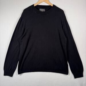 Cezani Fine Silk Cotton Blend Crewneck Pullover Sweater Mens Black Goth Basic XL